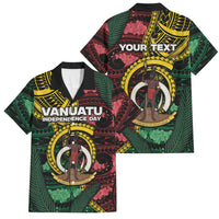 Personalised Vanuatu Independence Day Family Matching Off Shoulder Short Dress and Hawaiian Shirt Boar Tusk Warrior Tribal Floral Patterns DT05 Dad's Shirt - Short Sleeve Multicolor - Polynesian Pride