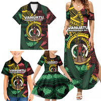 Personalised Vanuatu Independence Day Family Matching Summer Maxi Dress and Hawaiian Shirt Boar Tusk Warrior Tribal Floral Patterns DT05 - Polynesian Pride