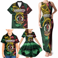 Personalised Vanuatu Independence Day Family Matching Tank Maxi Dress and Hawaiian Shirt Boar Tusk Warrior Tribal Floral Patterns DT05 - Polynesian Pride