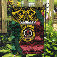 Vanuatu Independence Day Garden Flag Boar Tusk Warrior Tribal Floral Patterns
