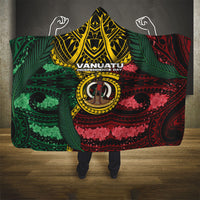 Vanuatu Independence Day Hooded Blanket Boar Tusk Warrior Tribal Floral Patterns