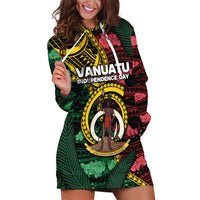 Personalised Vanuatu Independence Day Hoodie Dress Boar Tusk Warrior Tribal Floral Patterns DT05 Multicolor - Polynesian Pride