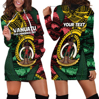 Personalised Vanuatu Independence Day Hoodie Dress Boar Tusk Warrior Tribal Floral Patterns DT05 - Polynesian Pride