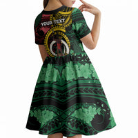 Personalised Vanuatu Independence Day Kid Short Sleeve Dress Boar Tusk Warrior Tribal Floral Patterns DT05 - Polynesian Pride