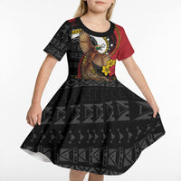 Personalised Papua New Guinea Language Week Kid Short Sleeve Dress Bird Of Paradise Tribal Floral Pattern DT05 - Polynesian Pride