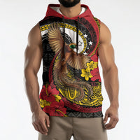 Personalised Papua New Guinea Language Week Sleeveless Hoodie Bird Of Paradise Tribal Floral Pattern DT05 - Polynesian Pride