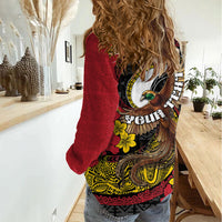 Personalised Papua New Guinea Language Week Women Casual Shirt Bird Of Paradise Tribal Floral Pattern DT05 - Polynesian Pride