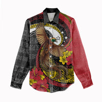 Personalised Papua New Guinea Language Week Women Casual Shirt Bird Of Paradise Tribal Floral Pattern DT05 - Polynesian Pride