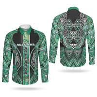 Aotearoa Ngati Awa Couples Matching Summer Maxi Dress and Long Sleeve Button Shirt Maori Tribal Green Marble Paua Shell Pattern DT05 - Polynesian Pride