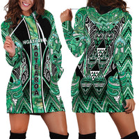 Aotearoa Ngati Awa Hoodie Dress Maori Tribal Green Marble Paua Shell Pattern DT05 - Polynesian Pride