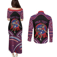 Personalised Samoa Mixed Martial Arts Couples Matching Puletasi and Long Sleeve Button Shirt Flying Knee Of Samoan - Polynesian Pride
