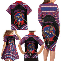 Personalised Samoa Mixed Martial Arts Family Matching Long Sleeve Bodycon Dress and Hawaiian Shirt Flying Knee Of Samoan DT05 - Polynesian Pride