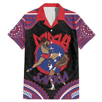 Personalised Samoa Mixed Martial Arts Family Matching Mermaid Dress and Hawaiian Shirt Flying Knee Of Samoan DT05 Dad's Shirt - Short Sleeve Black - Polynesian Pride