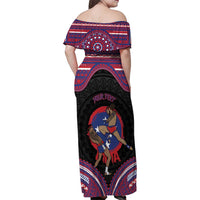Personalised Samoa Mixed Martial Arts Family Matching Off Shoulder Maxi Dress and Hawaiian Shirt Flying Knee Of Samoan DT05 - Polynesian Pride