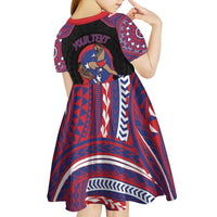 Personalised Samoa Mixed Martial Arts Kid Short Sleeve Dress Flying Knee Of Samoan - Polynesian Pride