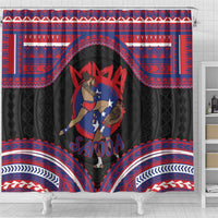 Samoa Mixed Martial Arts Shower Curtain Flying Knee Of Samoan - Polynesian Pride