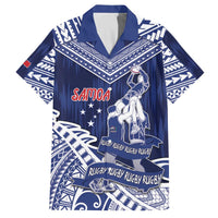 Personalised Samoa Rugby Family Matching Off The Shoulder Long Sleeve Dress and Hawaiian Shirt Pacific Warrior Glory - Polynesian Pride