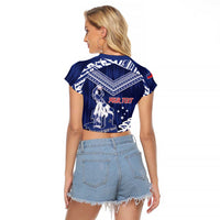 Personalised Samoa Rugby Raglan Cropped T Shirt Pacific Warrior Glory - Polynesian Pride