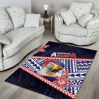 American Samoa Area Rug Bald Eagle With Polynesian Pattern - Polynesian Pride