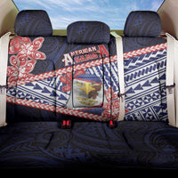 American Samoa Back Car Seat Cover Bald Eagle With Polynesian Pattern - Polynesian Pride