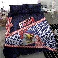 American Samoa Bedding Set Bald Eagle With Polynesian Pattern - Polynesian Pride