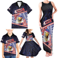 Personalized American Samoa Family Matching Tank Maxi Dress and Hawaiian Shirt Bald Eagle With Polynesian Pattern - Polynesian Pride