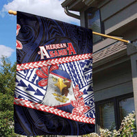 American Samoa Garden Flag Bald Eagle With Polynesian Pattern - Polynesian Pride