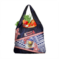 American Samoa Grocery Bag Bald Eagle With Polynesian Pattern - Polynesian Pride