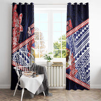 American Samoa Window Curtain Bald Eagle With Polynesian Pattern - Polynesian Pride