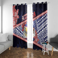 American Samoa Window Curtain Bald Eagle With Polynesian Pattern - Polynesian Pride
