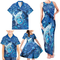 Personalised Northern Mariana Islands Family Matching Tank Maxi Dress and Hawaiian Shirt Galaxy Polynesian Shark Tattoo - Polynesian Pride