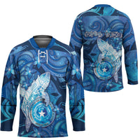 Personalised Northern Mariana Islands Hockey Jersey Galaxy Polynesian Shark Tattoo - Polynesian Pride