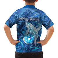 Personalised Northern Mariana Islands Kid Hawaiian Shirt Galaxy Polynesian Shark Tattoo - Polynesian Pride