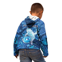 Personalised Northern Mariana Islands Kid Hoodie Galaxy Polynesian Shark Tattoo - Polynesian Pride