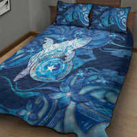 Northern Mariana Islands Quilt Bed Set Galaxy Polynesian Shark Tattoo - Polynesian Pride