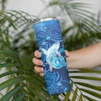 Personalised Northern Mariana Islands Skinny Tumbler Galaxy Polynesian Shark Tattoo - Polynesian Pride