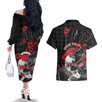 Personalised Hawaiian And Japanese Couples Matching Off The Shoulder Long Sleeve Dress and Hawaiian Shirt Aloha Koi Fish Palaka Patterns - Polynesian Pride