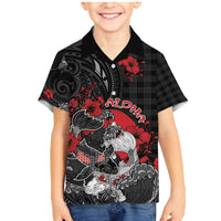 Personalised Hawaiian And Japanese Family Matching Mermaid Dress and Hawaiian Shirt Aloha Koi Fish Palaka Patterns DT05 Son's Shirt Black - Polynesian Pride