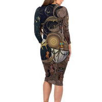 Hawaii Makahiki Family Matching Long Sleeve Bodycon Dress and Hawaiian Shirt Polynesian Sky And Earth DT05 - Polynesian Pride