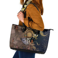 Hawaii Makahiki Leather Tote Bag Polynesian Sky And Earth - Polynesian Pride