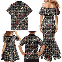 Hawaii Palaka Niihau Shell Lei Family Matching Mermaid Dress and Hawaiian Shirt Tropical Island Plaid Patterns DT05 - Polynesian Pride