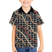 Hawaii Palaka Niihau Shell Lei Family Matching Puletasi and Hawaiian Shirt Tropical Island Plaid Patterns DT05 Son's Shirt Black - Polynesian Pride