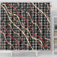 Hawaii Palaka Niihau Shell Lei Shower Curtain Tropical Island Plaid Patterns