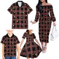 Hawaii Palaka Kahelelani Shell Lei Costume Family Matching Off The Shoulder Long Sleeve Dress and Hawaiian Shirt Plaid Patterns DT05 - Polynesian Pride