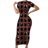 Hawaii Palaka Kahelelani Shell Lei Costume Family Matching Short Sleeve Bodycon Dress and Hawaiian Shirt Plaid Patterns