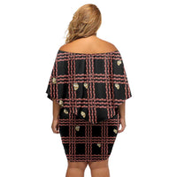 Hawaii Palaka Kahelelani Shell Lei Costume Off Shoulder Short Dress Plaid Patterns