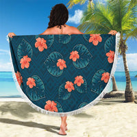 Hawaii Monstera Beach Blanket Hibiscus Flowers Simple Style - Polynesian Pride