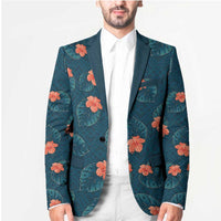 Hawaii Monstera Blazer Hibiscus Flowers Simple Style - Polynesian Pride