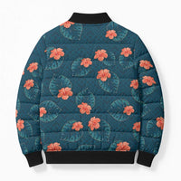 Hawaii Monstera Bomber Puffer Jacket Hibiscus Flowers Simple Style DT05 - Polynesian Pride