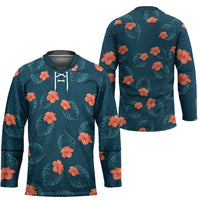 Hawaii Monstera Hockey Jersey Hibiscus Flowers Simple Style - Polynesian Pride
